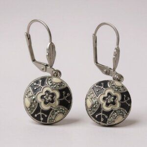 Silver and Black Patterned Earrings